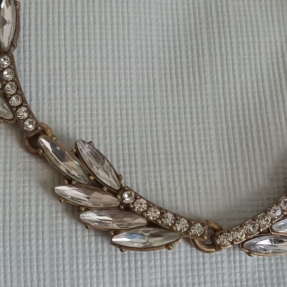 J. Crew Gold Toned Rhinestone Encrusted Metal Cable Link Choker Style Necklace - Picture 3 of 10